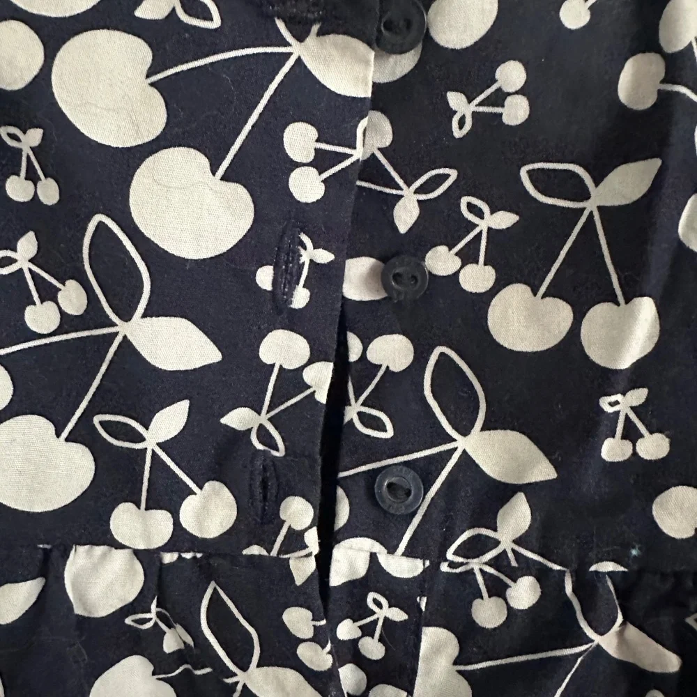 epk Designed in France Toddler Girls Cherry Dress Navy and White 2T - Picture 2 of 4